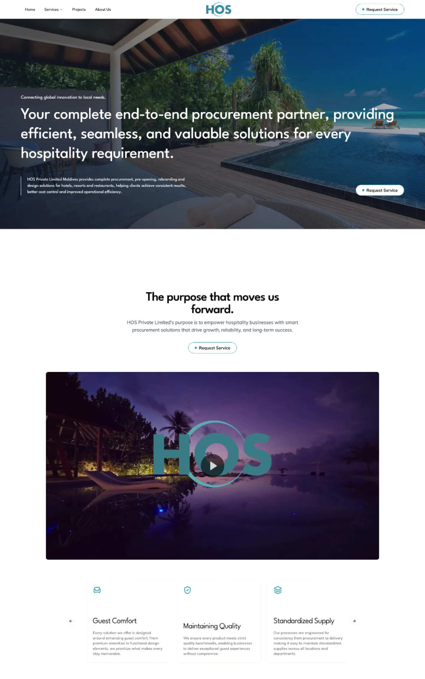 HOS Pvt. Ltd. website design preview