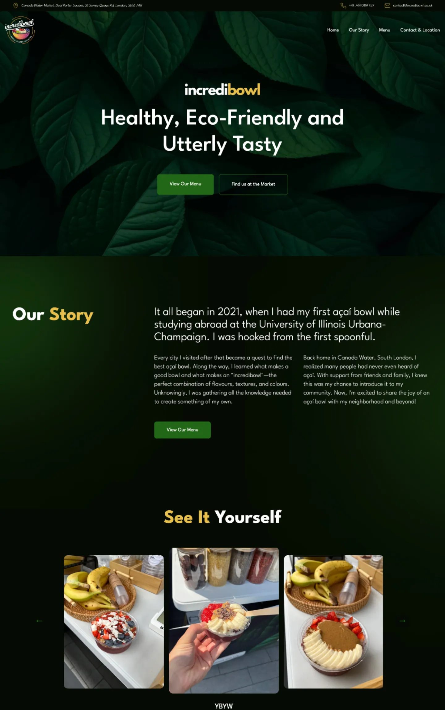 Incredibowl website design preview