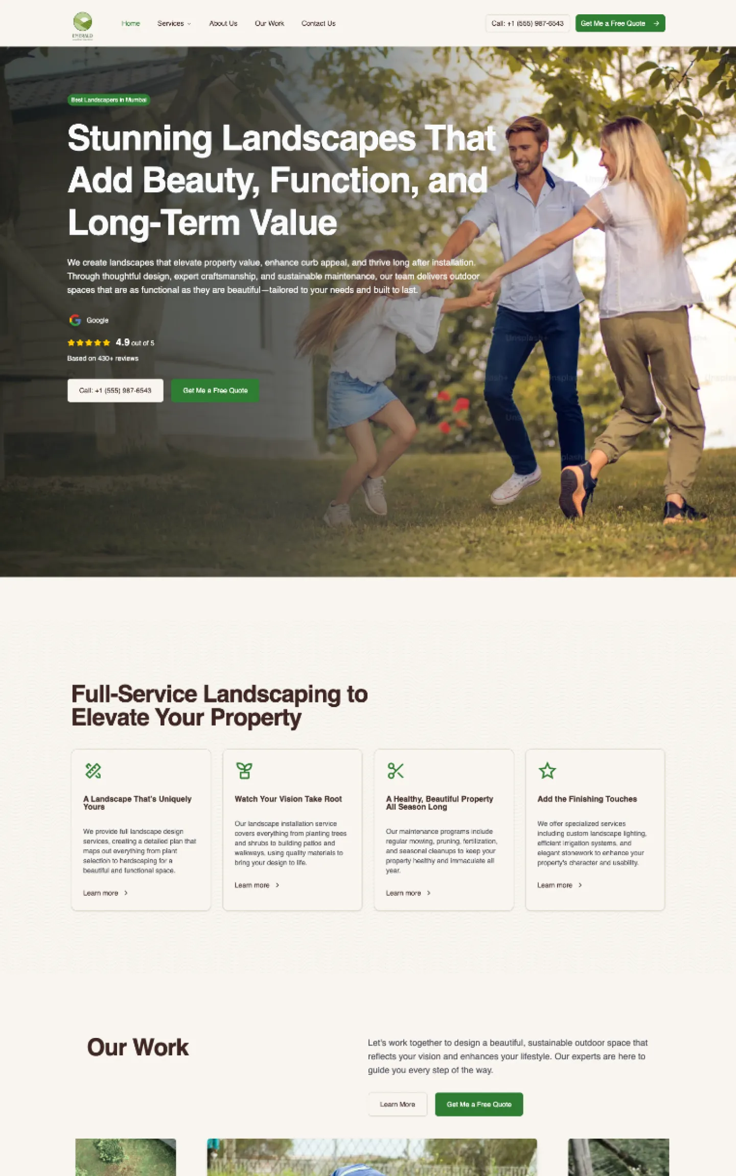 Apex Landscaping website design preview