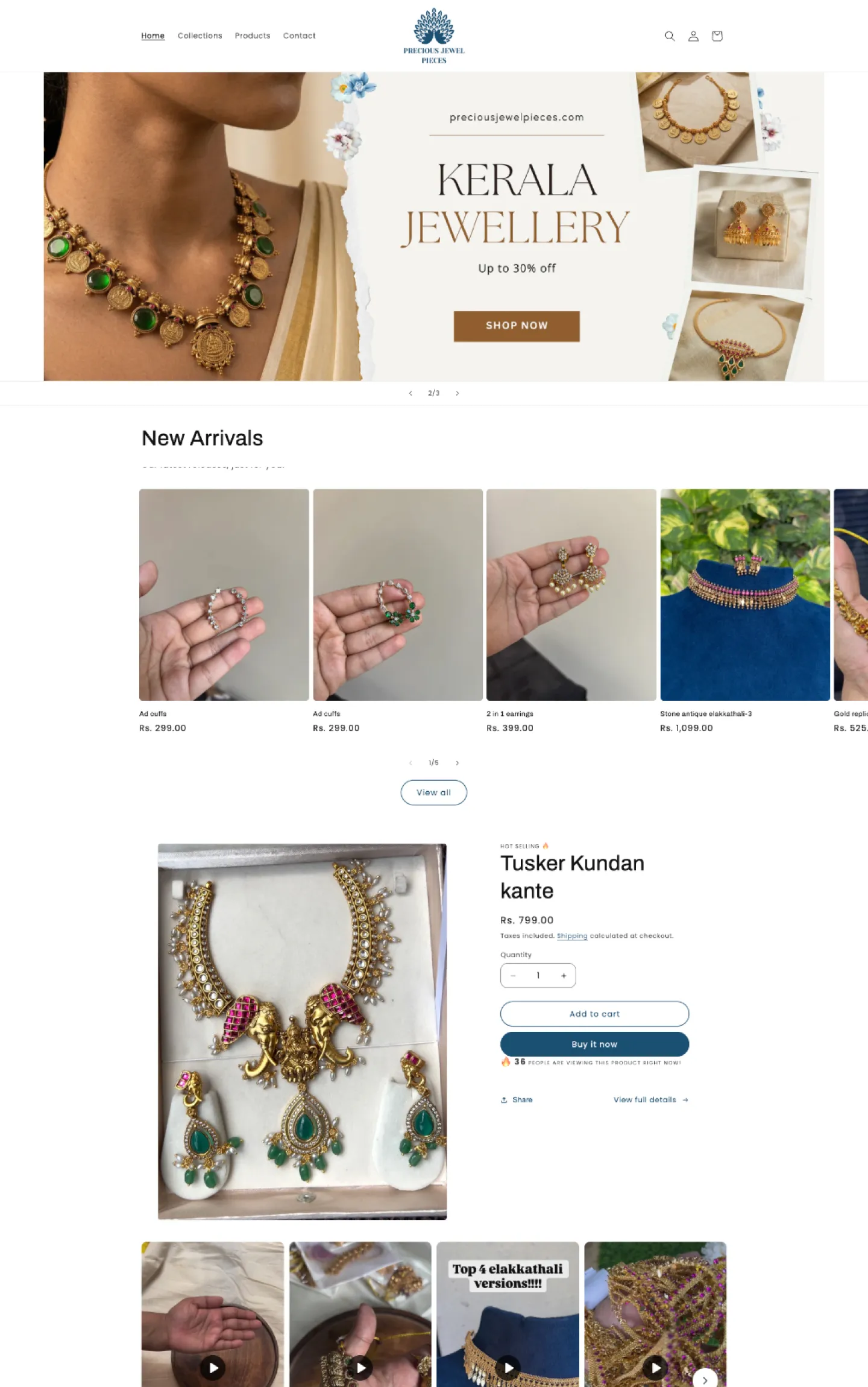 Precious Jewel Pieces website design preview