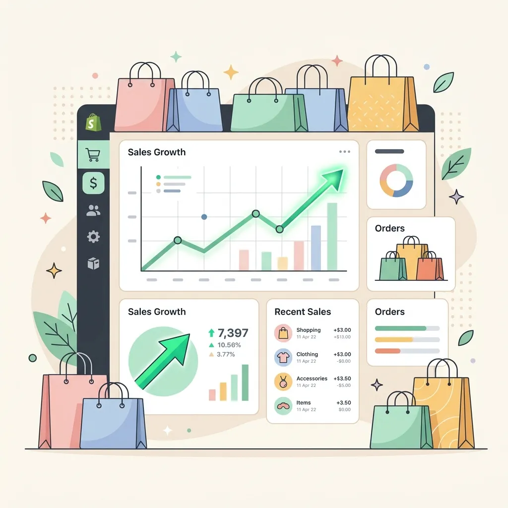 Shopify E-commerce Sales Growth Illustration