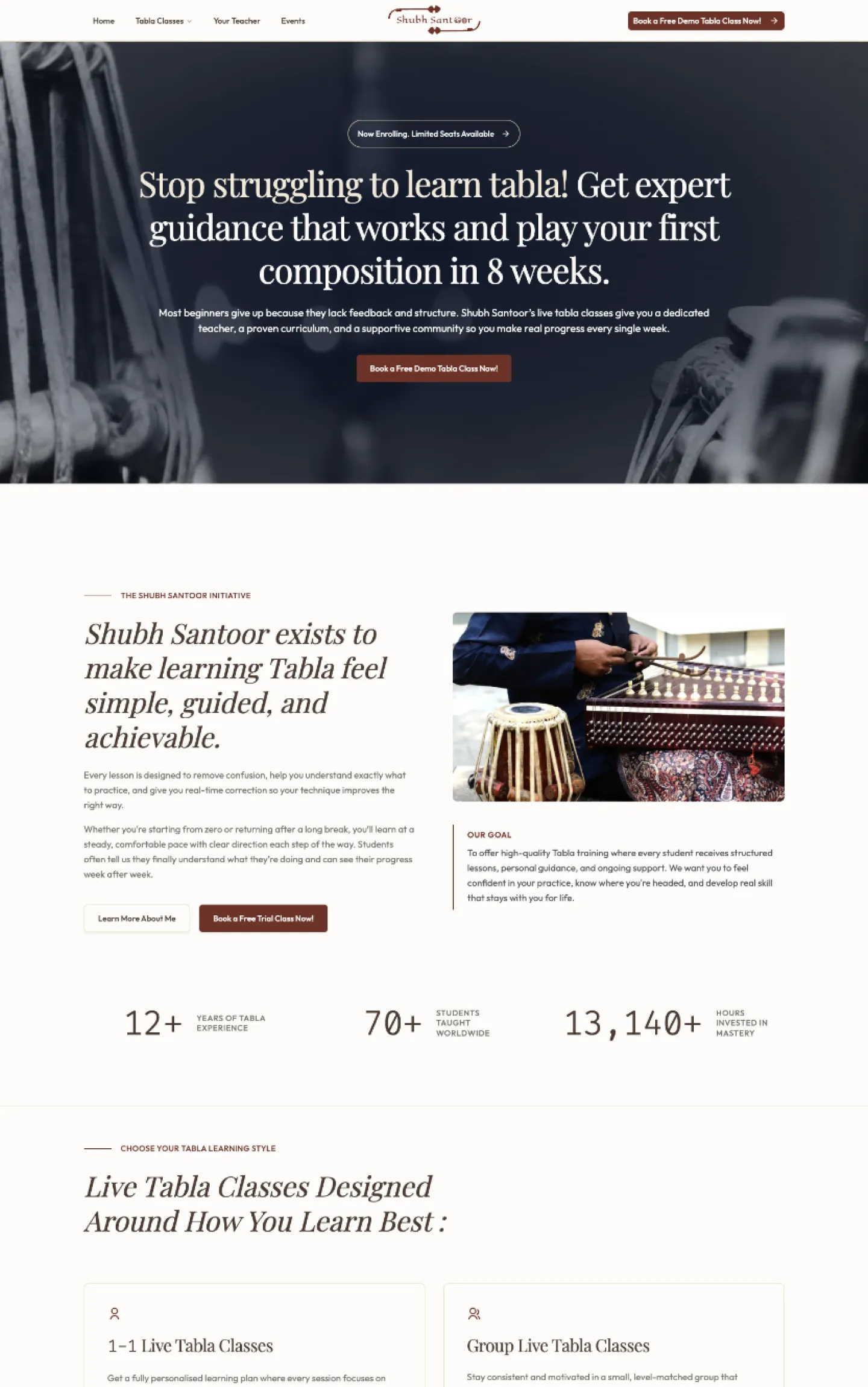 Shubh Santoor website design preview